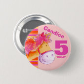 Pony paard 5e verjaardagsknop badge ronde button 5,7 cm (Voorkant /achterkant)