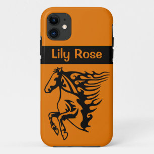 Pony Paard Bronco Hengst Sinaasappel Woede Lijntek Case-Mate iPhone Case