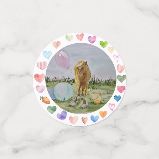 Pony Party Tischkonfetti, Pferdemädchen Geschenk Confetti (Kleine voorkant)