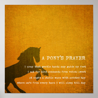 PONY PRAYER 12 x 12 Canvas afdrukken Poster