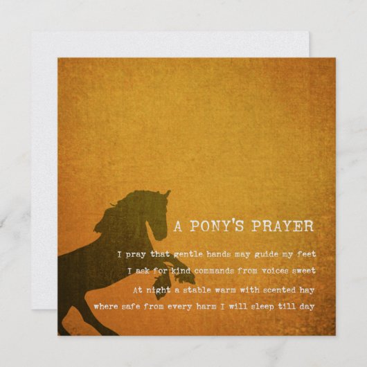 PONY PRAYER 5.25 x 5.25 card Kaart (Voorkant / Achterkant)