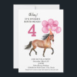 Pony Ride Birthday Party // Horse Birth-neigh Kaart<br><div class="desc">Pony Ride Birthday Party // Horse Birth-neigh Pink Horse waterverf stijl op elke dag van een verjaardagsfeestje paard / pony / stabiele party / partij bij een boerderij</div>