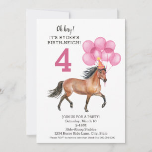 Pony Ride Birthday Party // Horse Birth-neigh Kaart