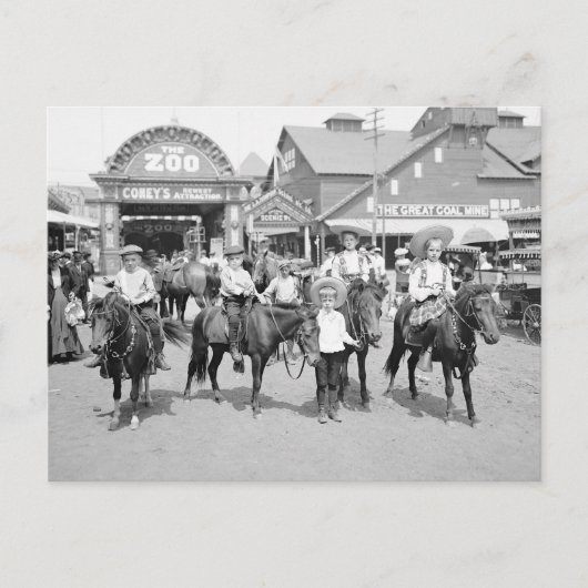 Pony Riders op Coney Island, 1904 Briefkaart (Voorkant)