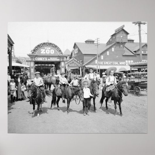 Pony Riders op Coney Island, 1904. foto Poster (Voorkant)