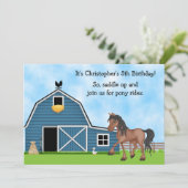 Pony Rides Paardrijden Jongens Verjaardag Uitnodig Kaart (Staand voorkant)
