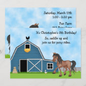 Pony Rides Paardrijden Jongens Verjaardag Uitnodig Kaart (Voorkant / Achterkant)