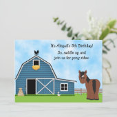 Pony Rides Paardrijden Meisje verjaardag Uitnodige Kaart (Staand voorkant)