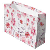 pony roze bloem botany tekening  patroon groot cadeauzakje (Achterkant Gekanteld)