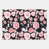 pony roze floral  bodempatroon inpakpapier vel (Voorkant 3)
