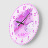 Pony roze meisjeskamer genaamd muurklok grote klok (Hoek)