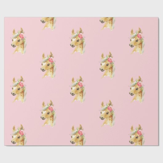 Pony roze ompakpapier cadeaupapier (Vlak)
