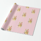 Pony roze ompakpapier cadeaupapier (Uitgerold)