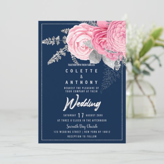 Pony roze zilverglitter marinesulfond bruin bruilo kaart (Staand voorkant)