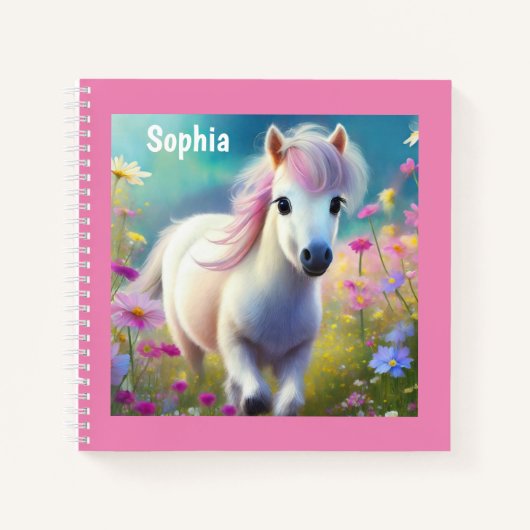 Pony Schattige Paard Gepersonaliseerde meisjesnaam Notitieboek (Voorkant)