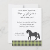 Pony Silhouette Birthday Party Invitation Kaart (Achterkant)
