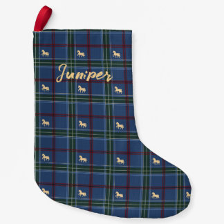 Pony Tartan Vakantie Blauw Kleine Kerstsok