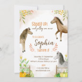 Pony uitnodiging op feestdag met thema herfst (Voorkant)