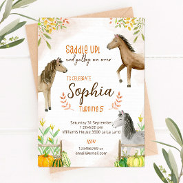 Pony uitnodiging op feestdag met thema herfst