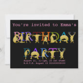 Pony Uitnodiging voor verjaardagsfeest, felgekleur (Voorkant)