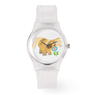 Pony van de Cartoon van de aanbesteding en de ploe Horloge