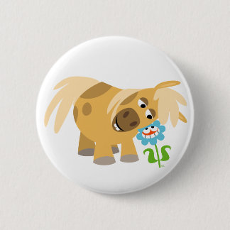 Pony van de Cartoon van de aanbesteding en de vent Ronde Button 5,7 Cm