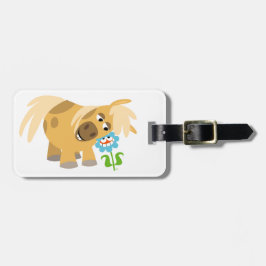 Pony van de Cartoon van de aanbesteding en het ven Bagagelabel