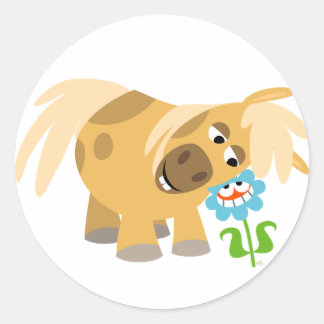 Pony van de Cartoon van de trekker en de ventilato Ronde Sticker