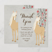 Pony van Palomino en bloemen Bedankkaart (Voorkant / Achterkant)