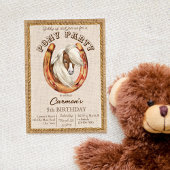 Pony verjaardag in het gezelschap van cowboy party kaart