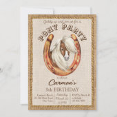 Pony verjaardag in het gezelschap van cowboy party kaart (Voorkant)