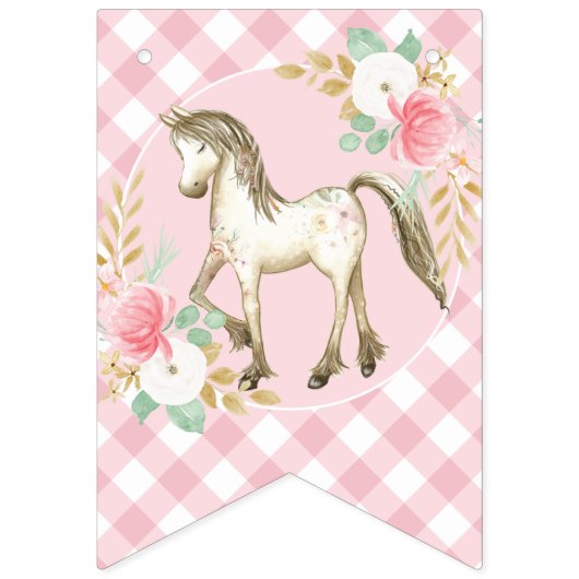  Pony Verjaardag Party bunting banner floral (Eerste vlag)