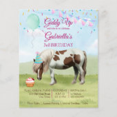 Pony Verjaardagsfeest Giddy Up Budget Uitnodiging (Voorkant)