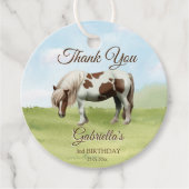 Pony verjaardagsfeestje duizelig omhoog dank u gun bedankjes labels (Voorkant)