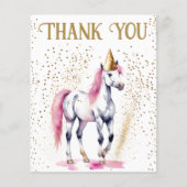 Pony verjaardagsfeestje wit paard dank u kaart (Voorkant)