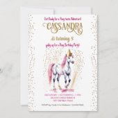 Pony verjaardagsfeestje wit paard goud sprinkles kaart (Voorkant)