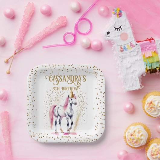 Pony verjaardagsfeestje wit paardenservies papieren bordje (Feest)