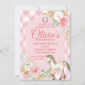  pony verjaardagsuitnodiging Bloemen Boho Paard Kaart (Voorkant)