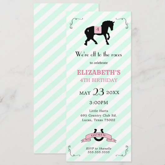 Pony verjaardagsuitnodiging kaart (Voorkant / Achterkant)