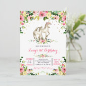 Pony verjaardagsuitnodiging, paardenverjaardagsuit kaart (Staand voorkant)