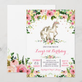 Pony verjaardagsuitnodiging, paardenverjaardagsuit kaart (Voorkant / Achterkant)