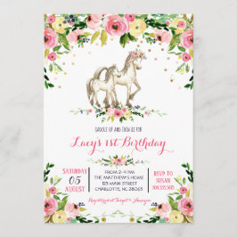 Pony verjaardagsuitnodiging, paardenverjaardagsuit kaart