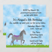 Pony verjaardagsuitnodiging voor meisjes kaart (Voorkant / Achterkant)