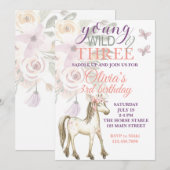 Pony verjaardagsuitnodiging Young Wild en drie Kaart (Voorkant / Achterkant)