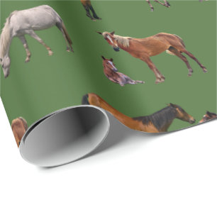 Pony Verpakkingspapier (groen) Cadeaupapier