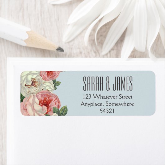  Pony Wedding Couple Blue Address Label (Insitu)