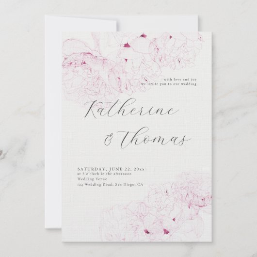 Pony Wedding Pink Ink Elegant Formal All in One Kaart (Voorkant)