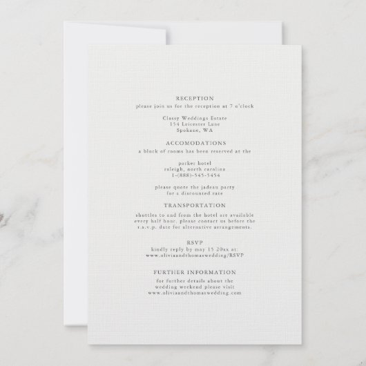 Pony Wedding Pink Ink Elegant Formal All in One Kaart (Achterkant)