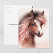 Pony With Pink Mane Watercolor Briefkaart (Voorkant / Achterkant)