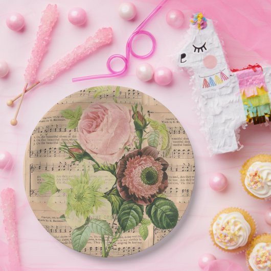  pony's en bladermuziek papieren bordje (Feest)